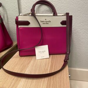 Kate Spade Fuchsia and White Satchel